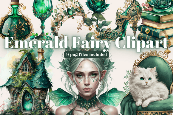 Fantasy - Watercolour-Emerald-Fairytale-Clipart-65090654.png