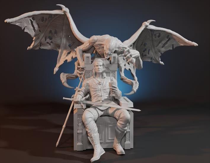 Wiedźmin - Witcher - Geralt and Monster Diorama W3.stl.png