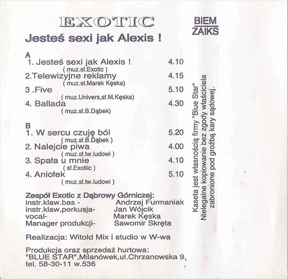 EXOTIC - JESTEŚ SEXY JAK ALEXIS B.S.033 1991, BLUE STAR - BACK.JPG