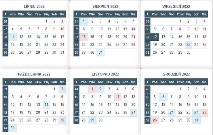 2022 - Kalendarz 2022 - Święta dni wolne i numery tygodni.png